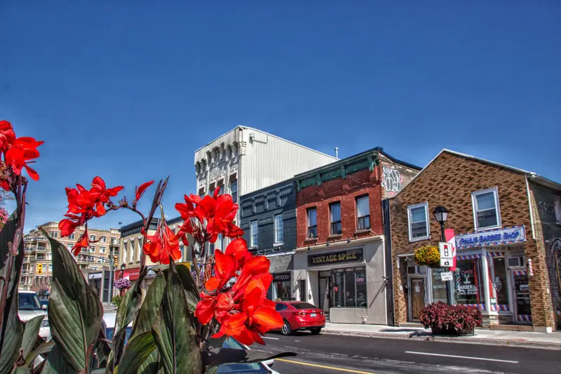 Heritage storefronts on Yonge Street, downtown Aurora